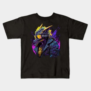 Cyberpunk Dragon Wearing New Sunglasses Kids T-Shirt